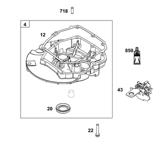 Crankcase Cover/Sump Group Diagram and Parts List for 123P02-0002-H5 100000 - 19Z999 Briggs and Stratton Engine